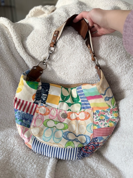 Vintage Y2K Coach Patchwork Hamptons Hobo Scribble Shoulder Bag Purse Floral - Picture 12 of 16